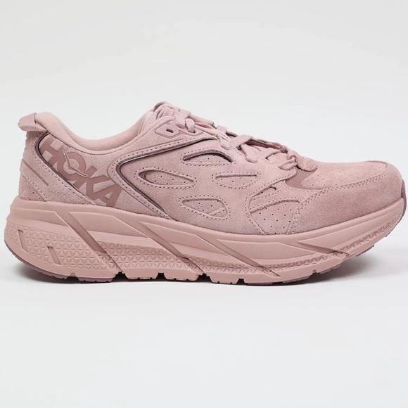NWT Hoka Clifton Suede L Leather Pale Mauve Pink U Unisex Sneakers Shoes NEW - Picture 15 of 16